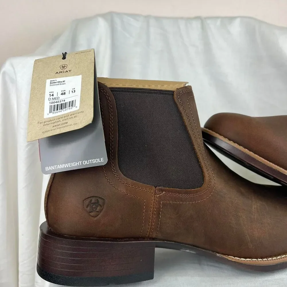NWT Ariat Men's Booker Ultra Brown Round Toe Boots Size 14